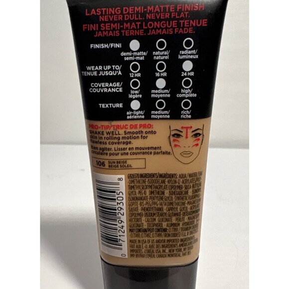 LOreal Paris Foundation Infallible Pro-Matte 106 Sun Beige 24Hr - Picture 3 of 4